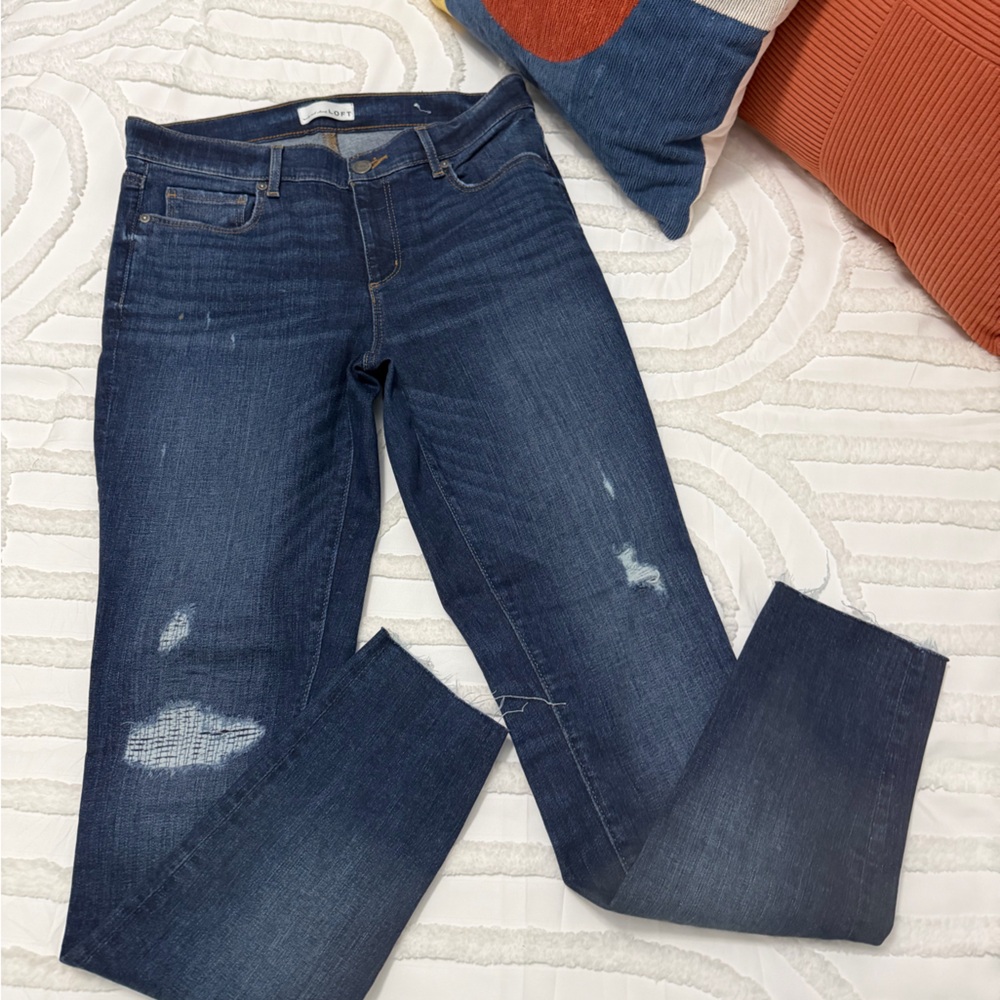 LOFT Dark Blue Straight Leg Jeans - Picture 2 of 8
